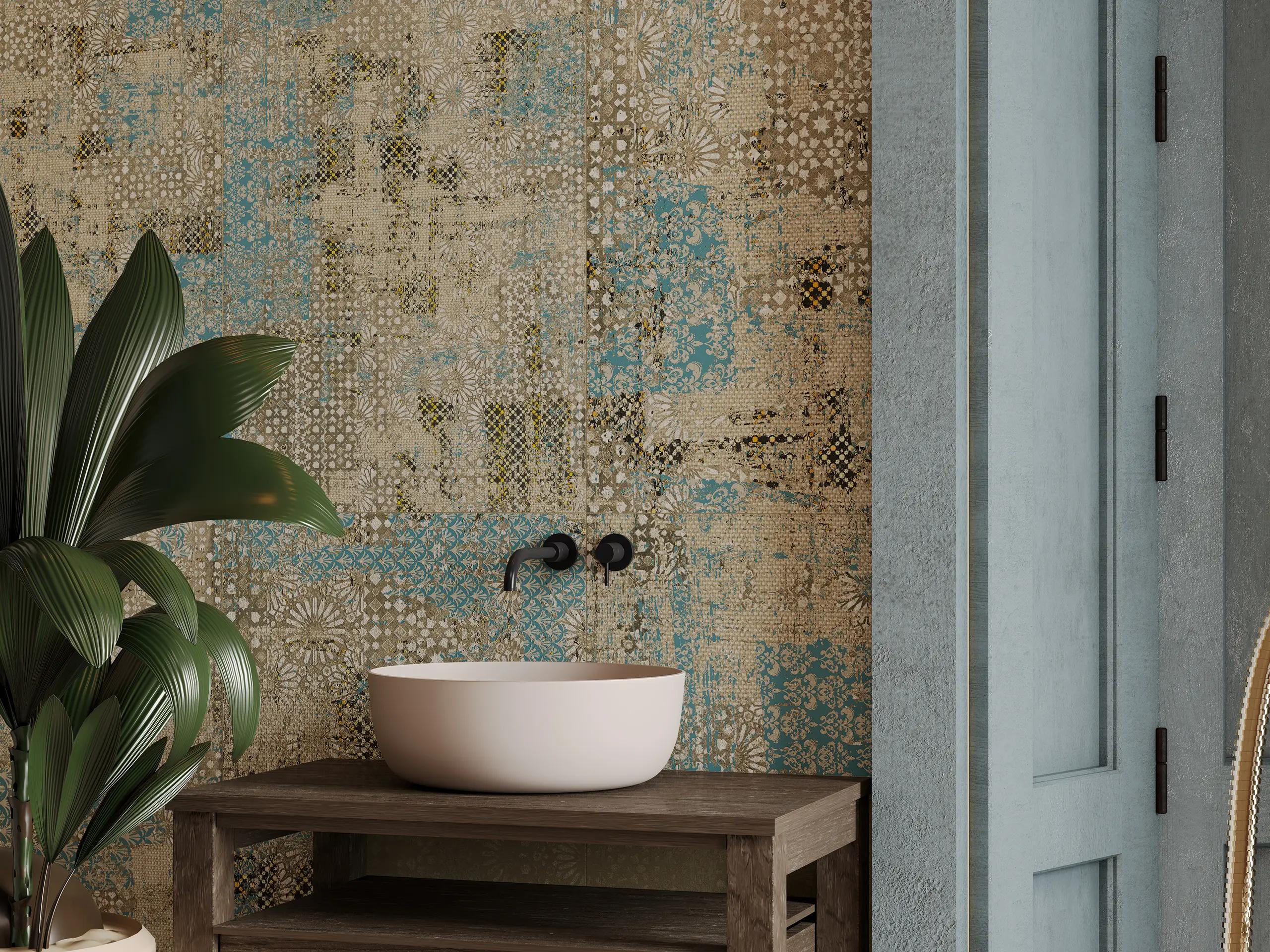 Керамогранит Estima EXD401 Exotica Design Vintage Inserto EXD401/NS_R9/60x120x9R/GW голубой 60x120