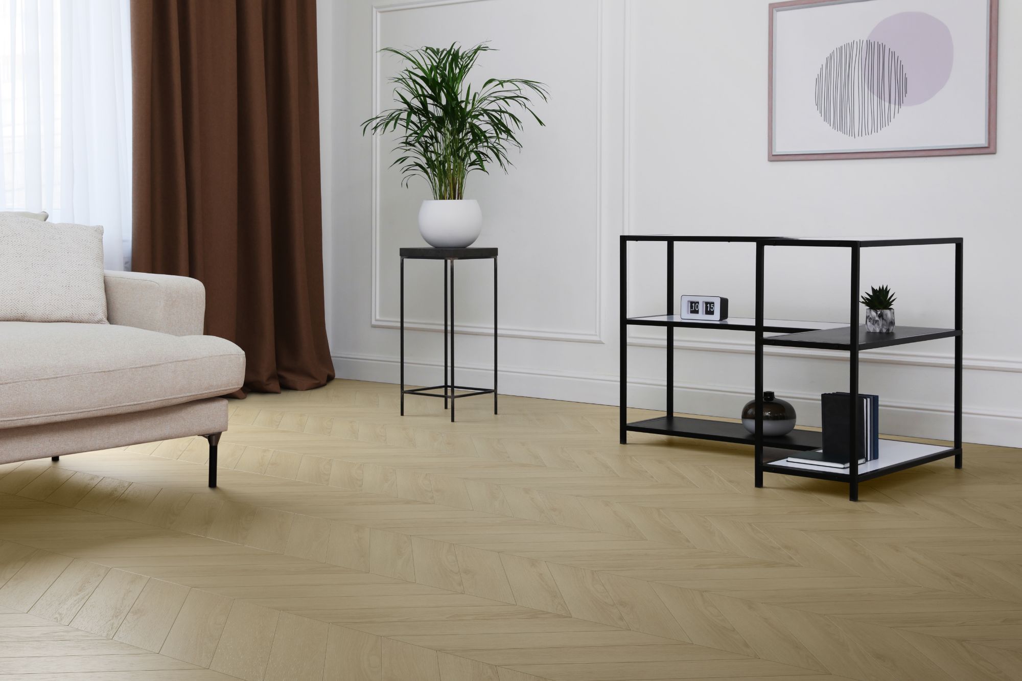 Кварцвиниловая плитка Aqua Floor Chevron Premium (Parquet) AF7020CVR 690x120 Дуб селект Темный замковый кварц винил напольный