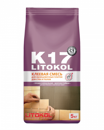 Клей для плитки, керамогранита Литокол ULTRAPLUS K17 EVO 5кг С1