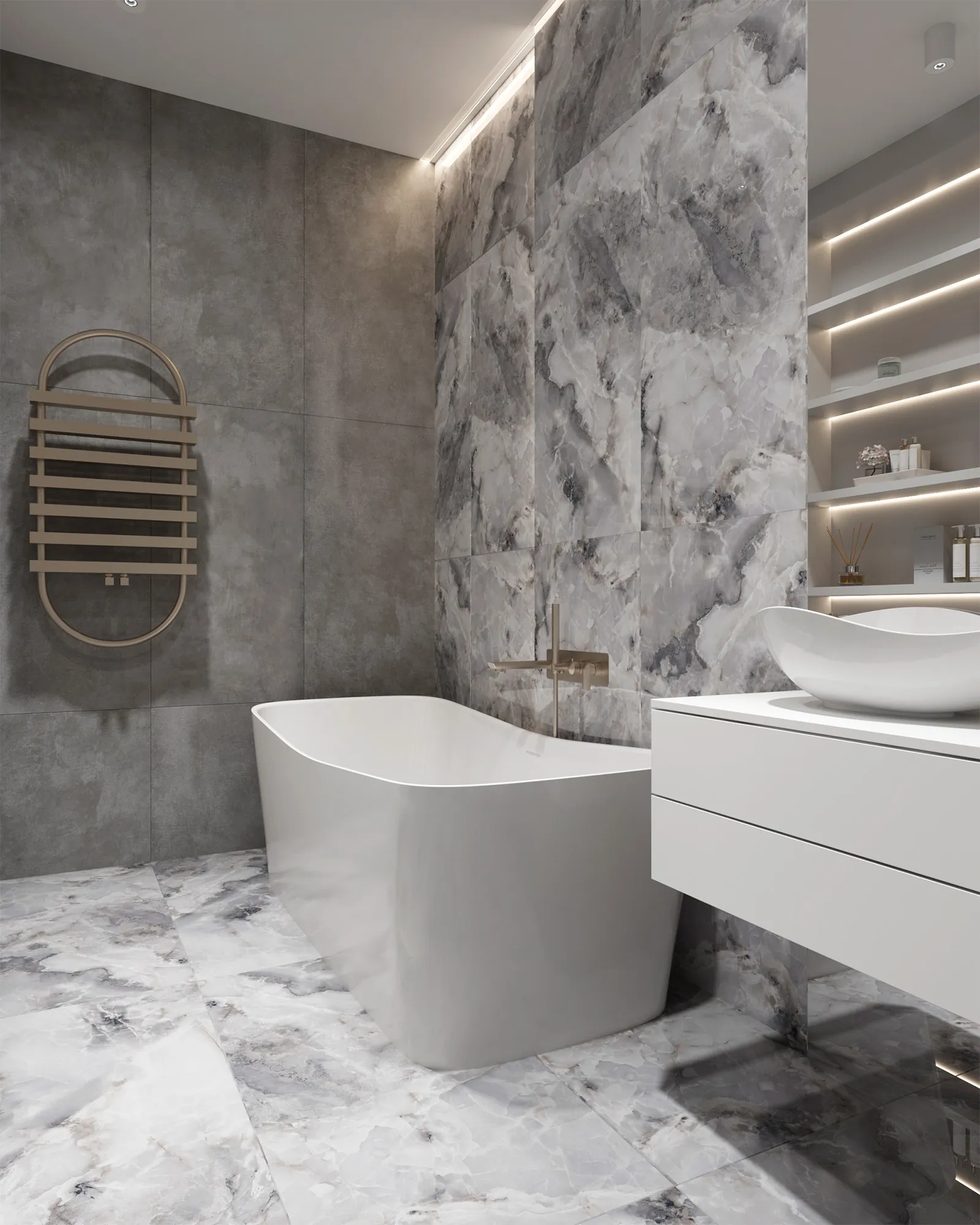 Керамогранит Аркадия Керамика FP1026-A Invisible Onyx Grey Full Polished 60x120 серый