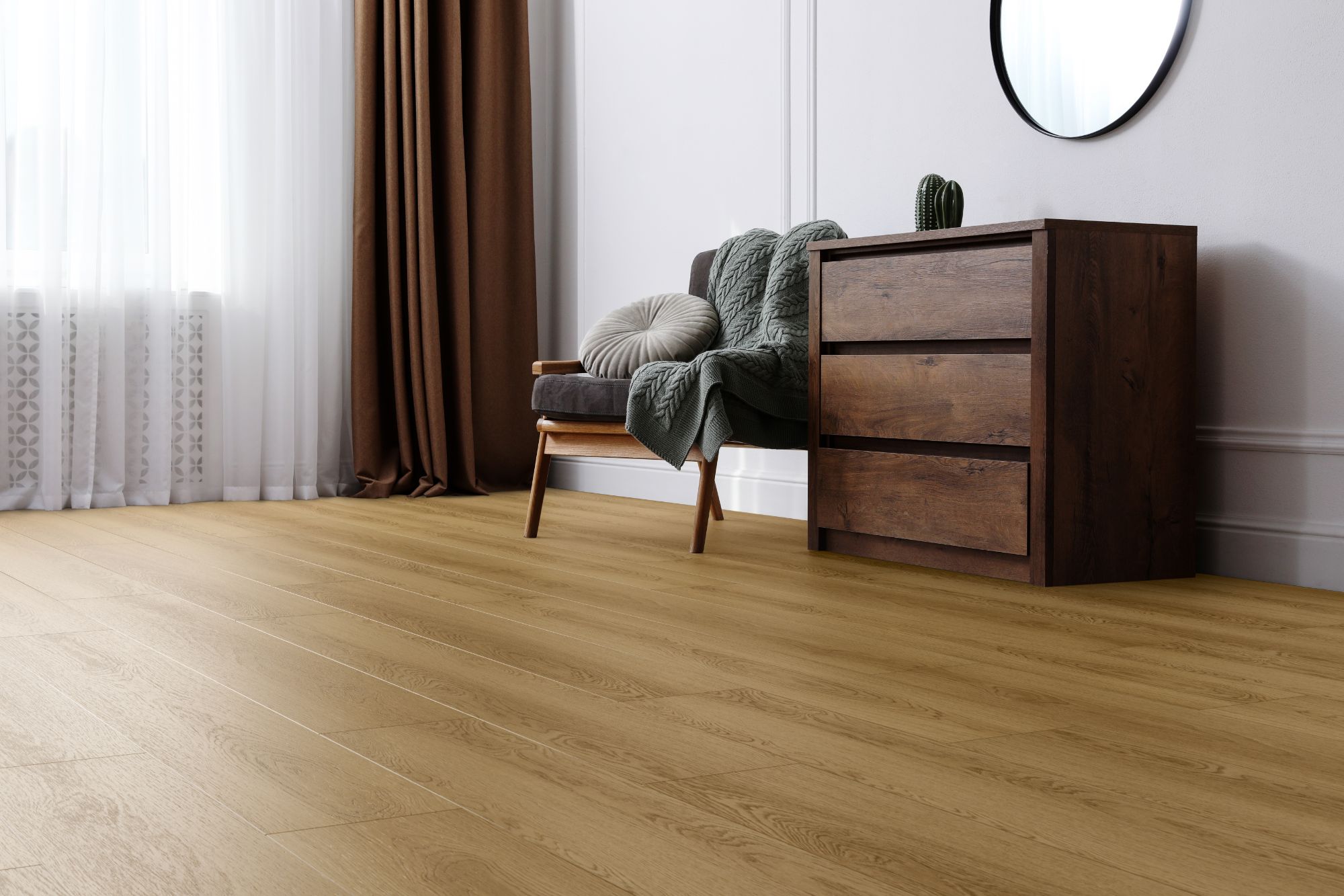 Кварцвиниловая плитка Aqua Floor Space Select XL AF4090SXL 1520x220 Дуб селект Темный замковый кварц винил напольный