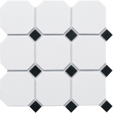 Мозаика СтарМозаик Octagon Big White/Black Matt (GTPL61466/CLA006) 30x30 белый