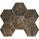 Мозаика Estima BR04 Bernini Hexagon Dark Brown 25x28.5 коричневый полированный